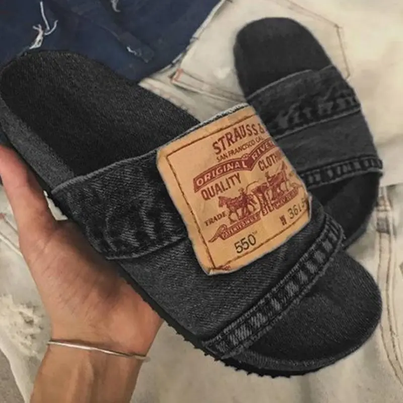 Denim Patchwork Slippers