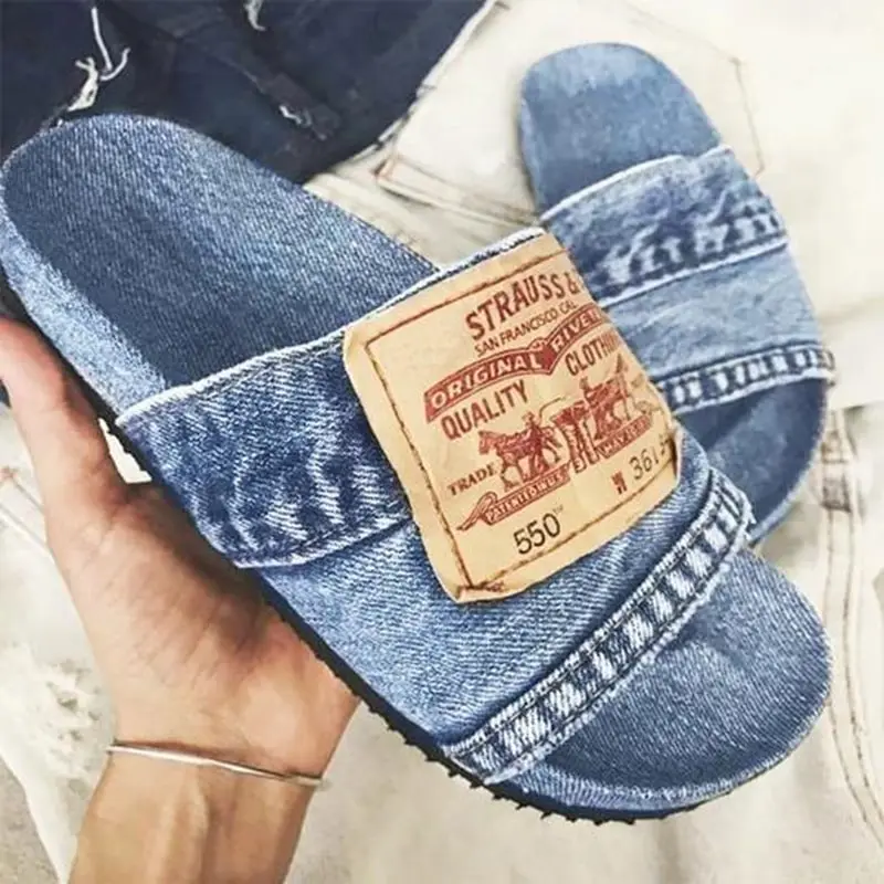 Denim Patchwork Slippers