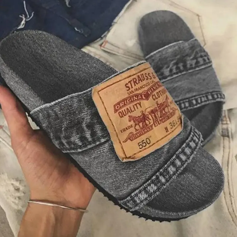 Denim Patchwork Slippers