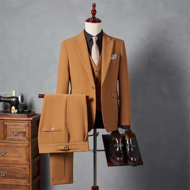 Men Formal Business Suit Three-Piece Set