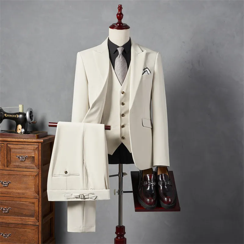 Men Formal Business Suit Three-Piece Set