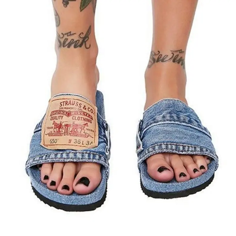 Denim Patchwork Slippers